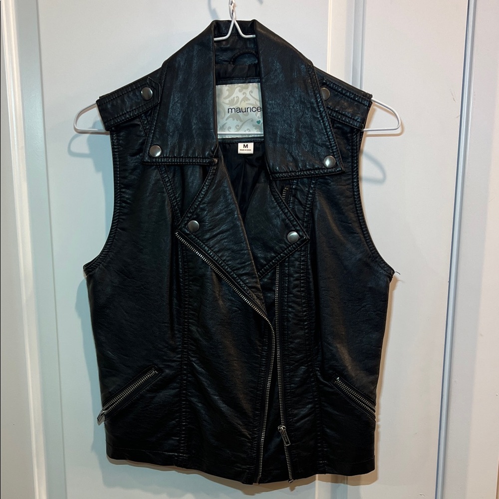 Maurices Black Sleeveless Biker Vest